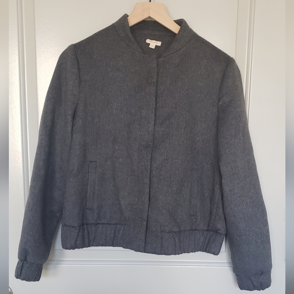 Cuyana Small Wool Gray Bomber Jacket
